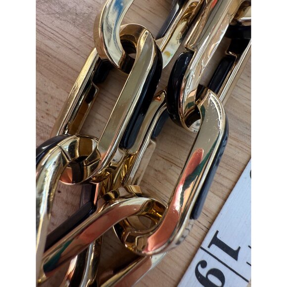 Chunky Gold-Tone & Black Chain Link Statement Necklace By Alfani Adjustable - Picture 5 of 10